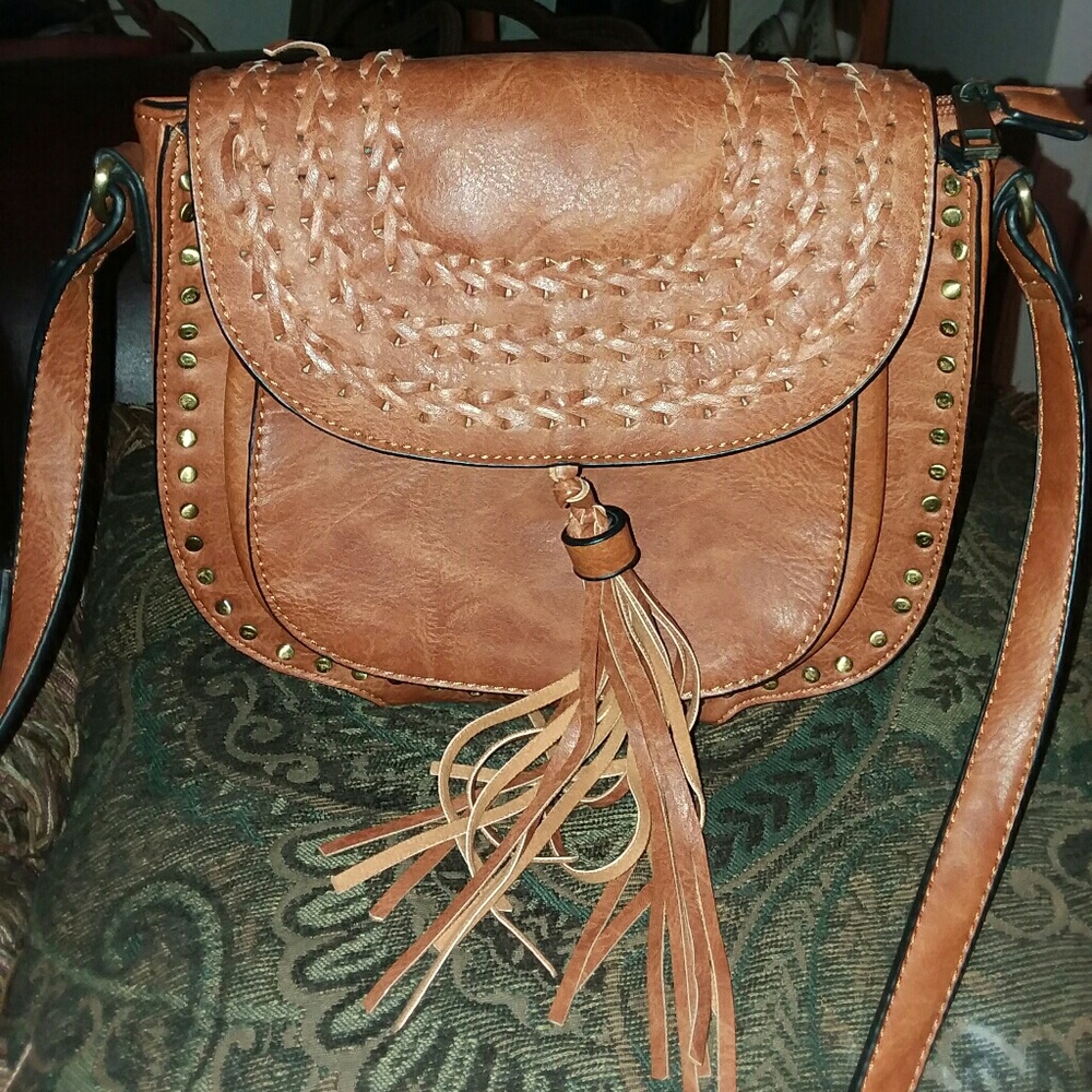 Faux leather, western style medium size purse